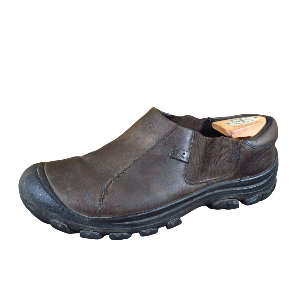 KEEN Brixen Low Mens Slip On Shoes Size 9.5 Hiking Walking Brown Leather